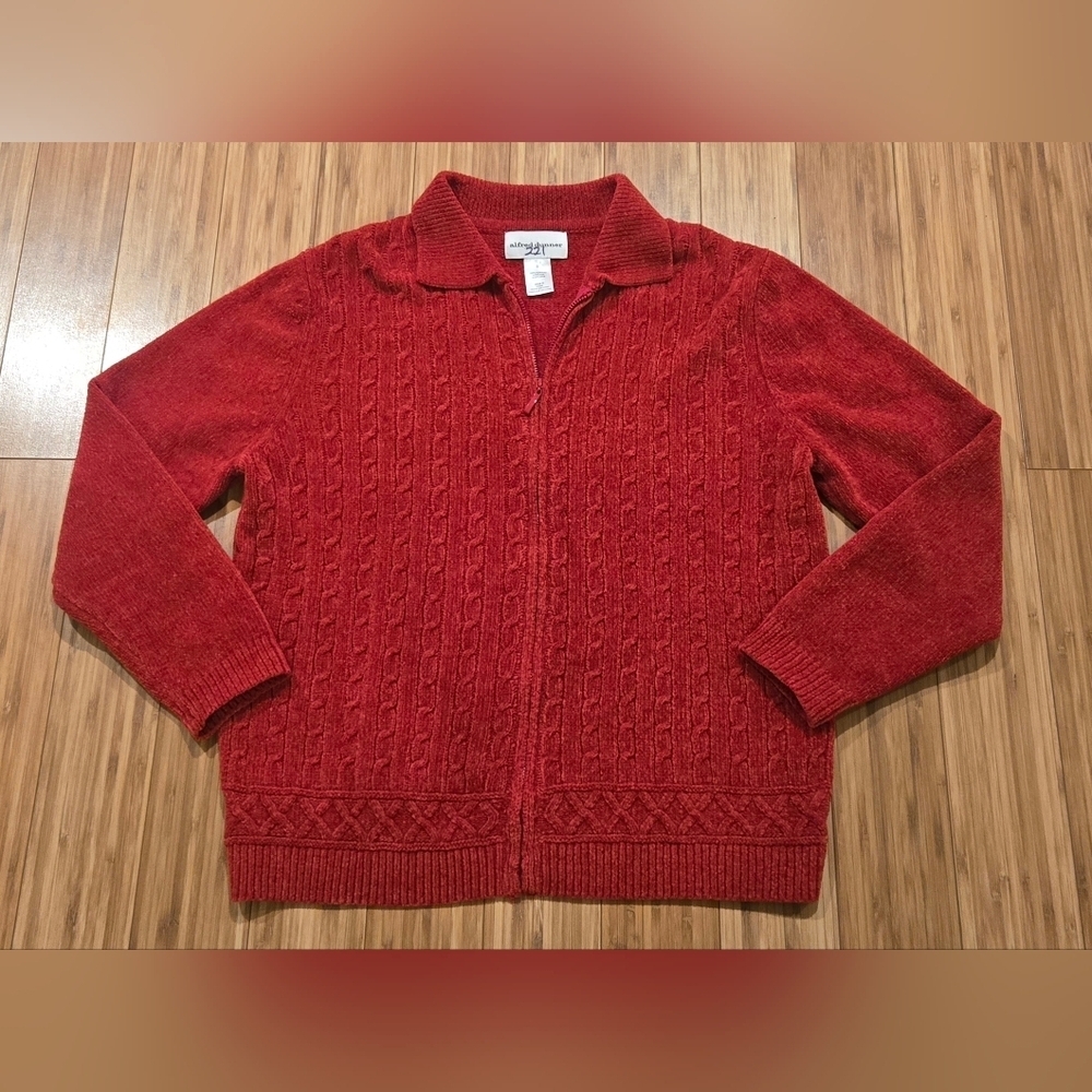 Alfred Dunner Red Knit Sweater Jacket